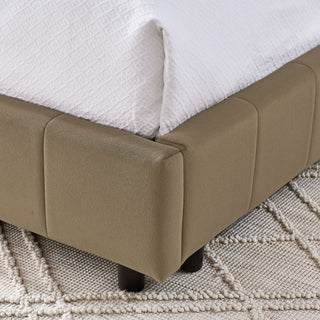 Upholstered Bed Frame With Tufted Backrest And Armrests