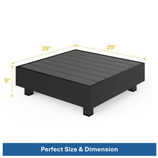 Square Slatted Patio Coffee Table With Rust Resistant Accents - Gray