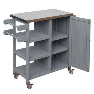 Foldable Outdoor Kitchen Island With Storage Cabinet
