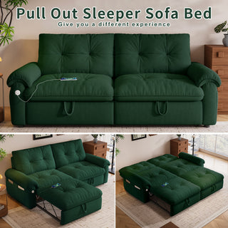 Cloud Like Convertible Sofa Bed For Living Rooms - Green