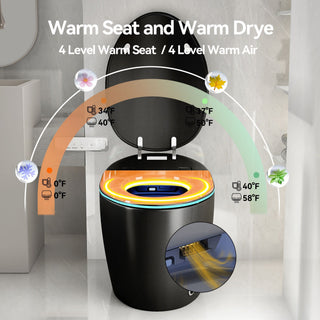 Unique Smart Toile With Built In Bidet, Auto Open / Close Seat, Foot Sensor, LED Display, Night Light, Warm Water & Dryer Ceramic