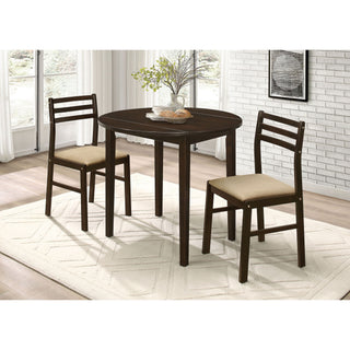 3 Piece Dining Set With Drop Leaf Table And Upholstered Chairs