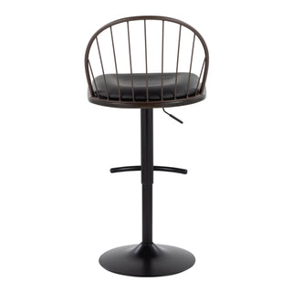 Riley - Farmhouse Adjustable Height Barstool With Swivel With Rounded T Footrest (Set of 2)