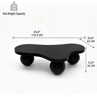 Cloud Shaped Coffee Table & 3 Ball Legs For Living Room - Black