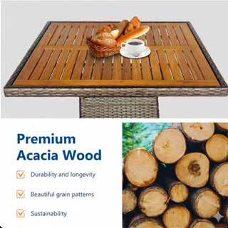 All-Weather Square Rattan Patio Dining Table