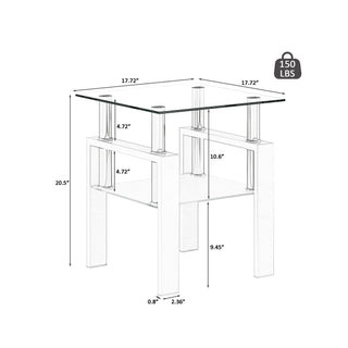 Modern Tempered Glass Tea Table, End Square Table For Living Room