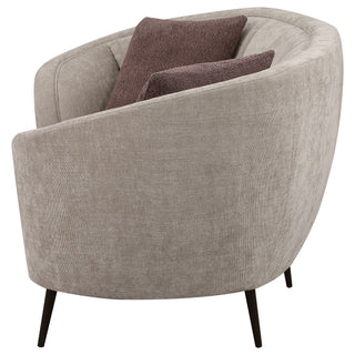 Saanich - Upholstered Curved With Plump Accent Pillows - Beige