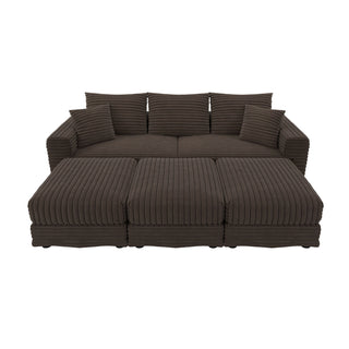 Deep Seat Convertible Sofa With Soft Pillows And Ottomans