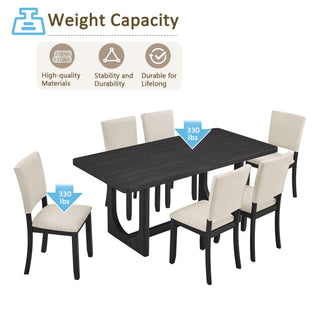 Dining Table Set, Rectangular Kitchen Table With Upholstered Chairs