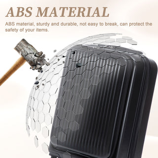 Luggage Set With Cosmetic Case, Combination Lock, Front Opening Design