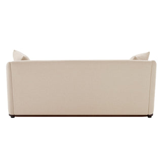 3 Seater Sofa With Wrap Around Armrests And Throw Pillows, For Living Room - Oatmeal