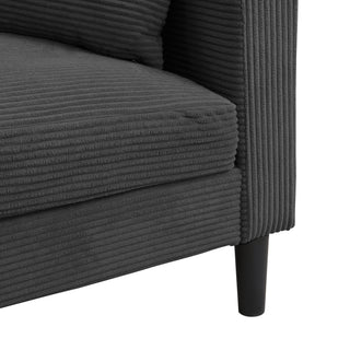 Modern Upholstered Loveseat Sofa With High Resilience, Wooden Frame - Dark Gray