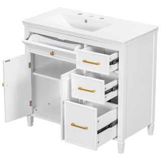 Bathroom Vanity With Sink Top, 3 Soft Closing Drawers