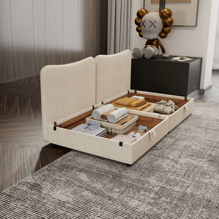 Modular Sectional Sofa With Storage, Convertible 2 Seater Sleeper Sofa - Beige