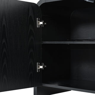 Curved Edge TV Stand With Large Cabinets