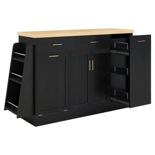 Kitchen Sideboard With Sliding Door Cabinet, 3 Tier Spice Rack