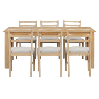 7 Piece Dining Set With Extendable Table, 2 Drawers & 6 Upholstered Chairs