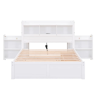 Storage Platform Bed With Pull Out Shelves, Trundle, And 2 Drawers