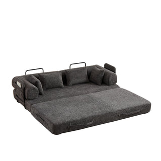 Convertible Sleeper Sofa Bed With Cylindrical Pillow
