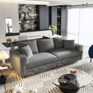 Deep Seat Convertible Sofa With Soft Pillows And Ottomans