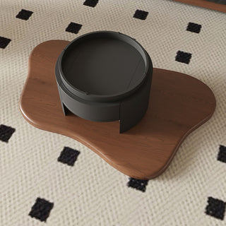 Cloud Coffee Table With 2 Drawers & Multi Layer Storage - Dark Walnut / Matt Black