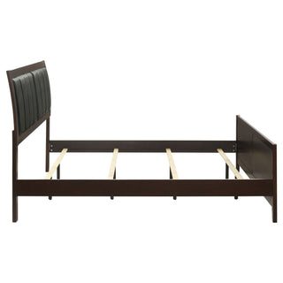 Eastern King Panel Bed With Upholstered Headboard And Footboard - Cappuccino