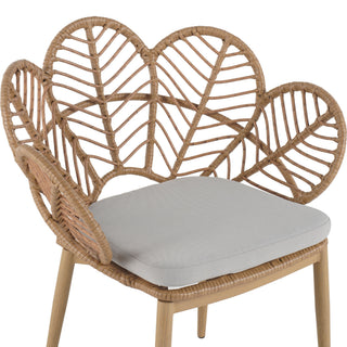 Kirk - Outdoor Patio 7 Pieces Chat Set With Wicker Chairs Cushions & Table - Beige / Light Brown / Teak