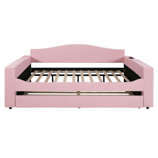 Upholstered Daybed With Storage Armrests, Trundle And Latest Integrated tooth Audio System
