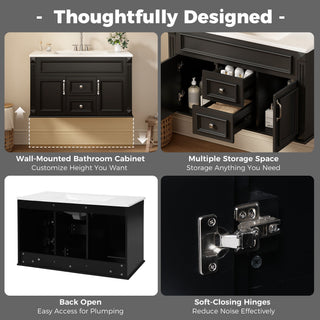 French Simple Style Wall Mounted Bathroom Cabinet With Sink