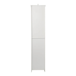 Tall Bathroom Cabinet With Adjustable Shelves, Louvered Door Floor Standing Storage Unit - White