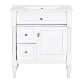 Modern Bathroom Vanity With Sink, Freestanding Cabinet With Flip Drawer & Adjustable Shelf