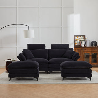 Modern Deep Seat Sectional Sofa With Ottoman