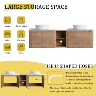 Wall Mounted Bathroom Vanity With Art Sink, 1 Storage Shelf, Soft Close Door