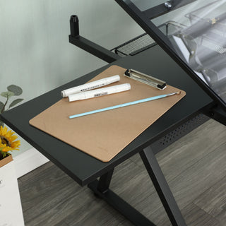 Adjustable Tempered Glass Drafting Printing Table With Chair