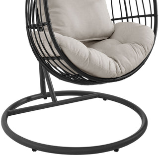 Playa - Swing Egg Chair With Base And Pillar - Dark Gray / Beige