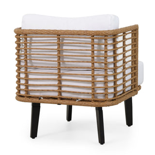 Outdoor Wicker Club Chair With Water Resistant Cushion - Brown