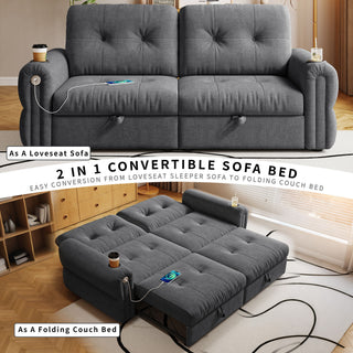 2 In 1 Convertible Sofa Bed For Living Room - Dark Gray - Fabric