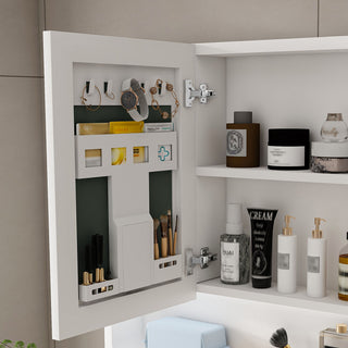 Wall Mounted Bathroom Mirror Cabinet With LED Lights, Anti Fog & Explosion Proof, Touch Control Medicine Cabinet, 3 Color Lighting - White