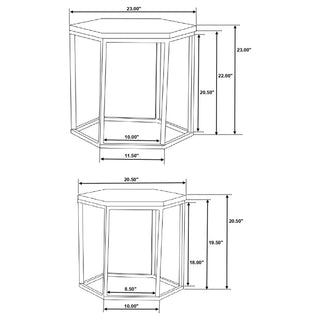2 Piece Nesting Table With Hexagon Base - Brown