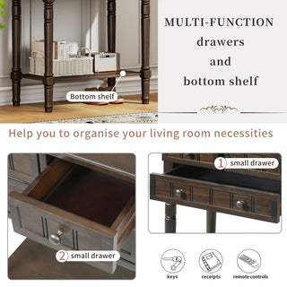 Narrow Console Table With 3 Storage Drawers And Bottom Shelf - Brown