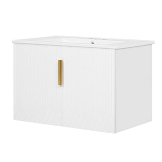 Bathroom Vanity With Sink, Rectangular Storage Cabinet With 2 Soft Closing Doors