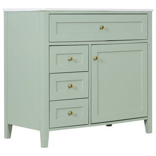 Bathroom Vanity With Sink, 3 Drawers & Cabinet With Adjustable Shelves