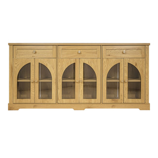 Sideboard Cabinet With 3 Drawers And 6 Arched Glass Doors