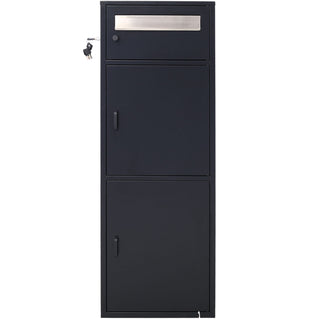Large Steel Freestanding Floor Parcel Package Drop With Locking Letterbox Drop Mail Box With Multi Compartments - Black