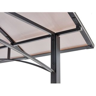 Grill Gazebo 8X5Ft, Outdoor Patio Canopy, Bbq Shelter With Steel Hardtop And Side Shelves - Black