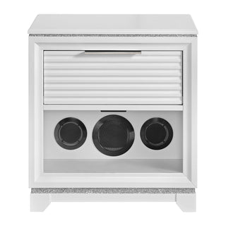 Denmark - 1-Drawer Nightstand With Speaker And USB - White