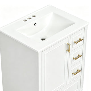 Modern Bathroom Vanity With Sink, Soft Close Doors, 3 Drawers