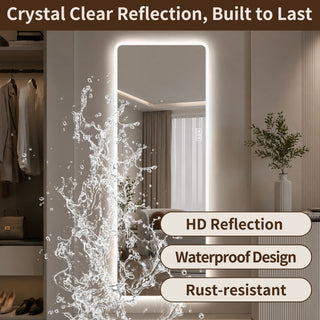 LED Full Length Mirror With Frosted Edge Lighting, 3 Color Temperatures