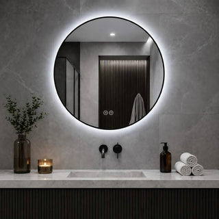 Round Framed Dimmable ED Bathroom Mirror With Anti Fog