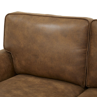 Sofa With Rolled Arms And Studs Trim - Brown
